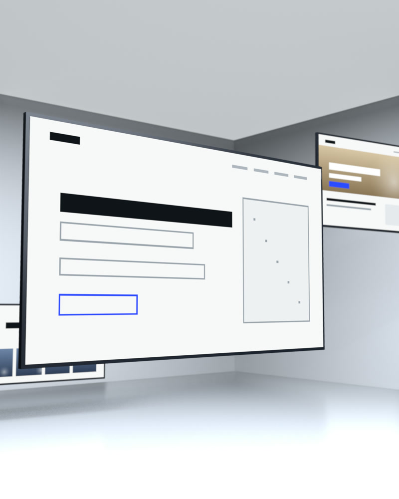 Lo schermo mostra il sito a metà, con i blocchi della pagina disegnati